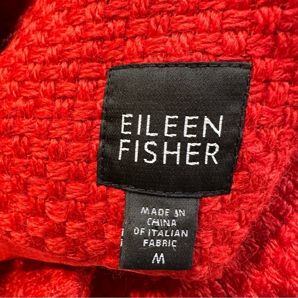 Eileen Fisher Red Jacket Basket Weave Quilted Button Front Size M B33#45 - Picture 7 of 11
